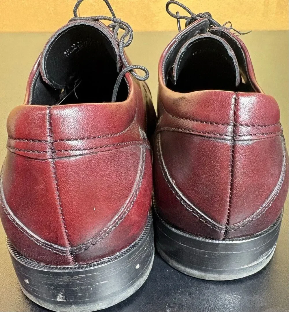 Florsheim Burgundy Leather Cap Toe Lace Up Blucher Size 12 D
